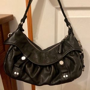 Y2K Black Genuine Leather Cargo Pockets Style Handbag Gina George Lucy